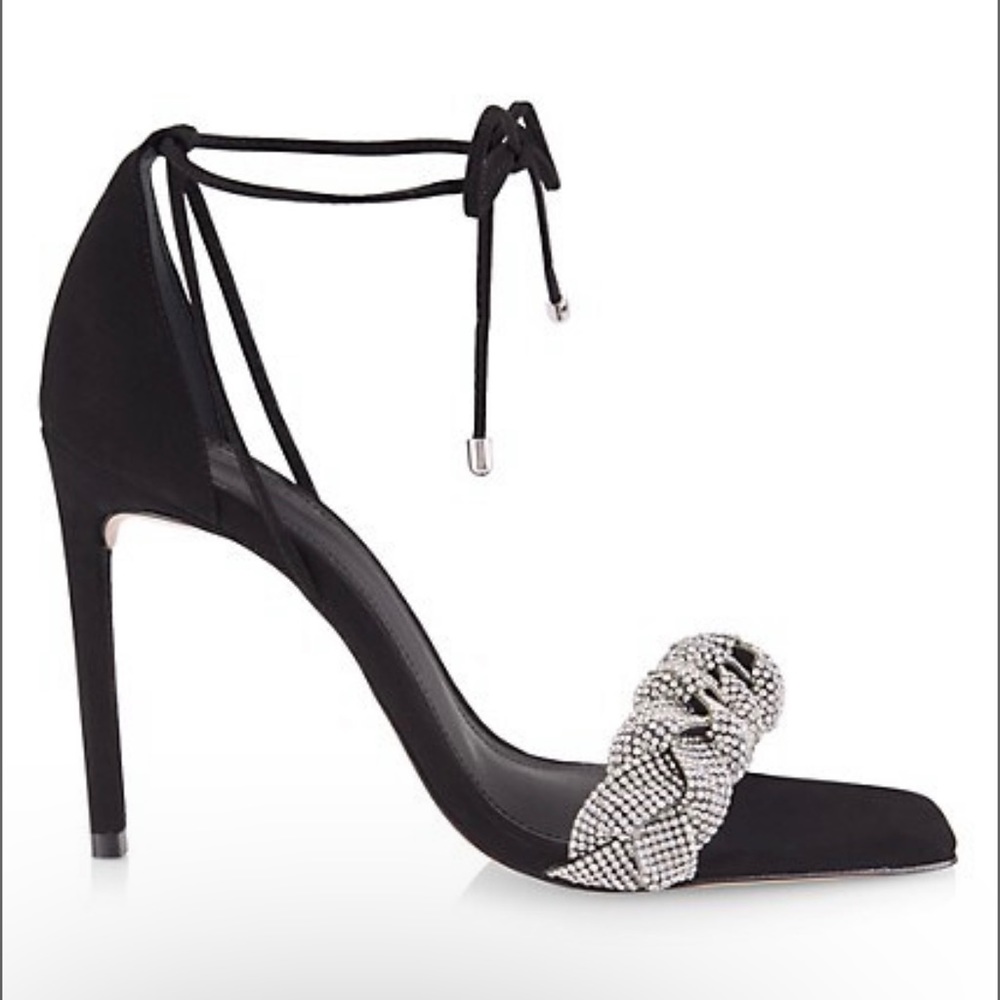 Schutz Alissa Embellished Nubuck Sandals, Size 10